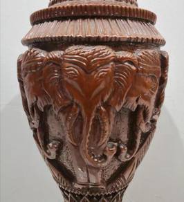 Pasu kayu antique wooden ornate large vase