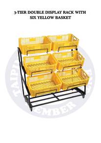 Rak Display 3 Tingkat (Double) + 6 Bakul Kuning