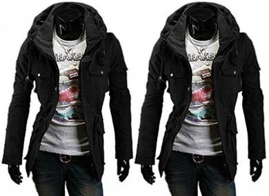 64268 Black Multi-Pocket Army Hiking Coat Jacket