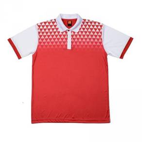 Baju Tshirt berkolar Quickdry Dryfit Red/White