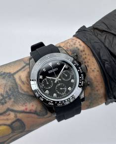Custom Seiko Mod 39.5mm Glossy Black Diamond Dayto