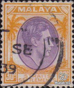 1937 Straits Settlements King George VI 30c Stamp