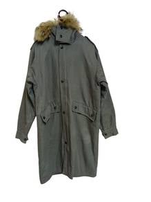 140.A.P.C. Vintage Grey Long Parka Fur Collar Coat