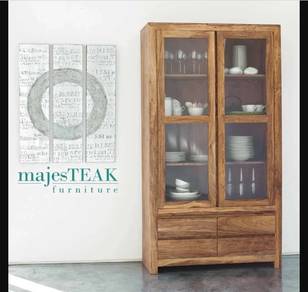 Teak Display Cabinet -Glass Doors