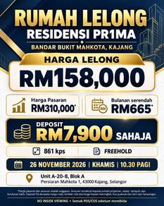 Apartment For Auction in Residensi Bandar Bukit Mahkota (PR1MA @ Bandar Bukit Mahkota)
