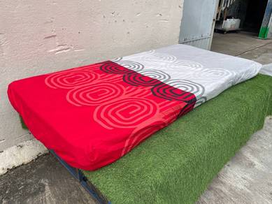 B866 Cadar 90x190cm Single Bed Sheet Cover RedGrey