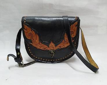 Leather Crossbody Bag, Hand Tooled Leather Bag,