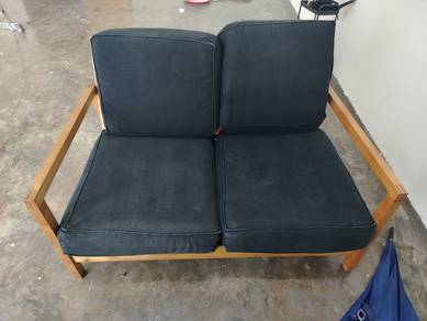 Blue Wooden Frame 2 Seater Sofa TF529