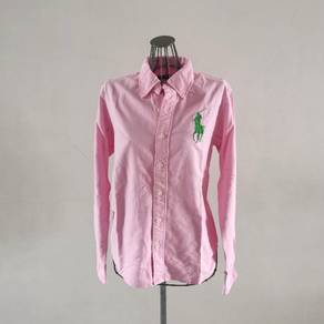 Ralph Lauren Pink Ling Sleeve With Green Big Pony