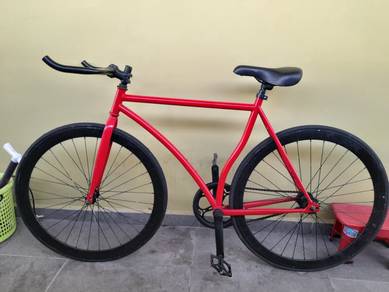 Fixie Bike Frame Merah Bullhorn Handle