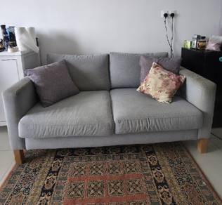 IKEA Grey 2-Seater Sofa with Wooden Legs