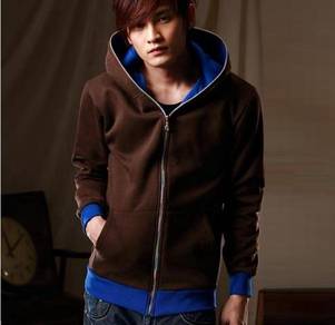 BROWN HOODIE SWEATER COLORFUL ZiPPER JACKET MURAH