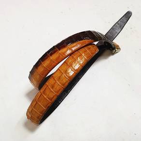 Vintage Fashion Omega Belt Men Brown Mustard Croco