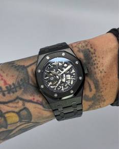Custom Seiko Mod 39mm Black Skeleton AP w/ Silver
