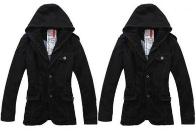 SMART BLACK REMOVABLE HOODiE COAT BLAZER JACKET