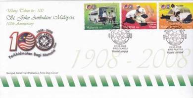 First Day Cover 100th Anniv St John Malaysia 2008