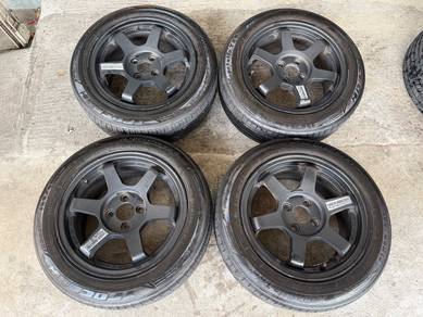 Rim te37 matt black 15 inch tayar 70% blm flx alza
