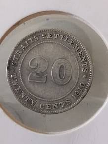 1910 20 cent straits settlement coin