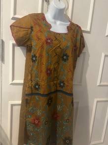 Orangish Brown Embroidery Kurti Top Only