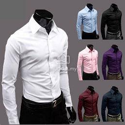 0515 KEMEJA PURPLE PLAIN UNGU LONG SLEEVE SHiRT