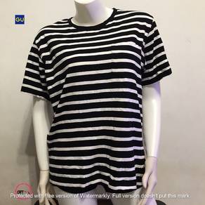 CRFT1726 GU black-white stripes tshirt baju