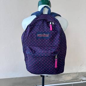JanSport Navy Pink Polka Dot SuperBreak backpack