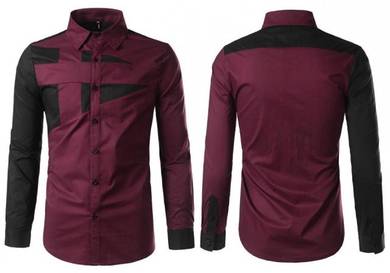 0589 Formal Casual Classic Red Long Sleeved Shirt