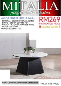 Quality Ceramic Top Coffee Table | Meja Kopi Murah