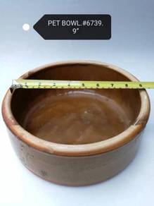 Clay Ceramic Pet Food Water Bowl 6739 9inch Brown