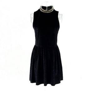 Topshop Animal Leopard Print Velvet Skater Dress