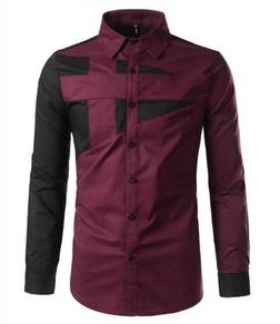 A0589 RED FORMAL CASUAL LONG SLEEVE SHiRT 🔥