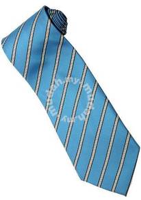 ELB5 Sky Blue Black White Striped Formal Neck Tie
