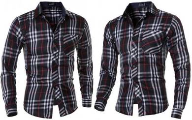 P70311 Hot Classic Black Plaid Long Sleeve Shirt