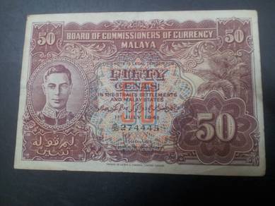 Malaya BOC of currency 50 cents KGVI 1941 c 4445