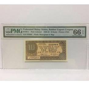 FMS 1941 Rubber Export Coupon 10 katis PMG 66 EPQ