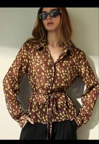 Shein Blouse in Brown Yellow (S size)