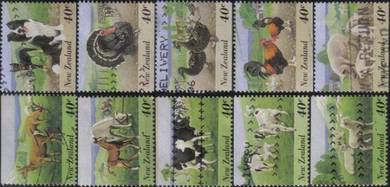 Bird Chicken Pig Dog Cow Animal New Zealand Stamp