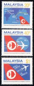 Mint Stamp MAS Inaugural Flight Los Angeles 1986