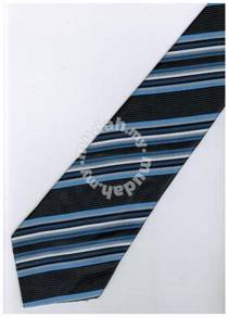 EDB9 Blue Black White Striped Formal Neck Tie