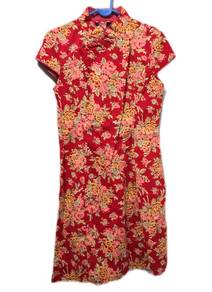 Women Traditional Elegant Red Floral Cheongsam