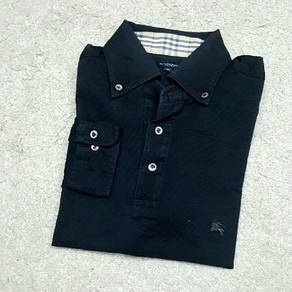 Burberry Black Long Sleeve Slim Fit Polo Tee