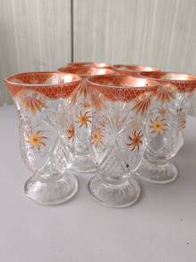 Set of 6 Vintage Style Footed Glass Tumblers