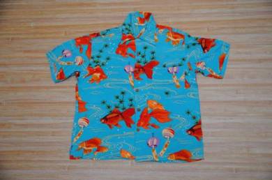 Kemeja ikan emas biru SAIZ M
