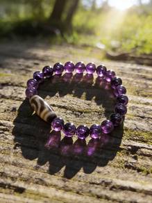 天珠Dzi Bead crystal bracelet purple
