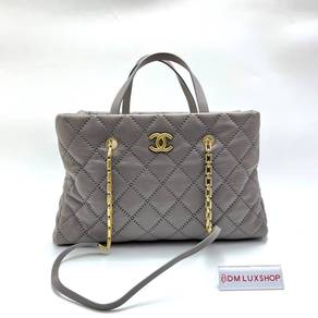 Preloved Chanel Grey Calfskin Shopping Tote GHW