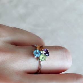 Amethyst,Citrine,Peridot,Blue Topaz Ring