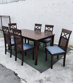 TM39K2 NEW * Meja Makan Kayu Getah 5' Dining Table