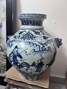 Chinese Blue White Porcelain Warriors Martaban Jar