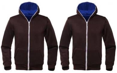 AW0343 BROWN COLORFUL ZiPPER HOODIE SWEATER JACKET