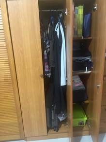 2-Door Wooden Wardrobe with Hanging +shelves
